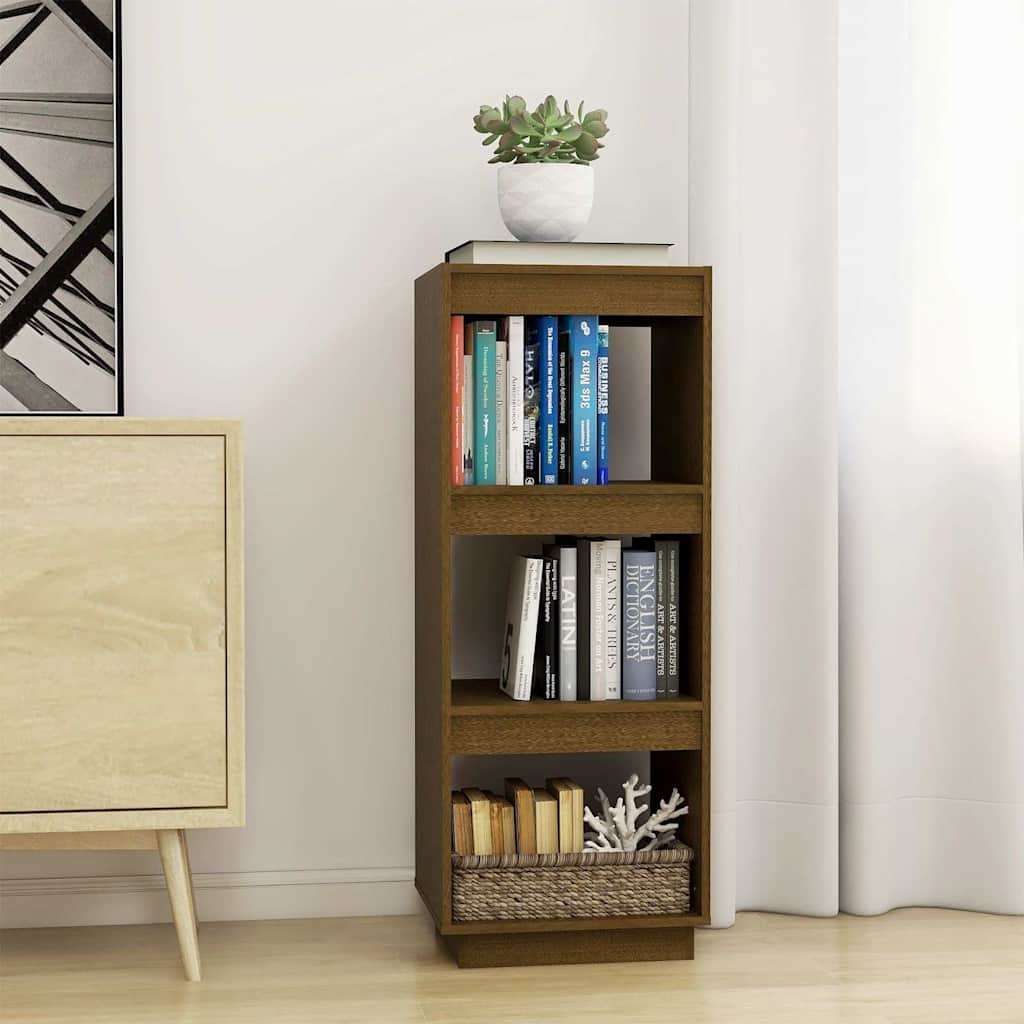 Vidaxl boekenkast kamerscherm massief grenenhout honingbruin