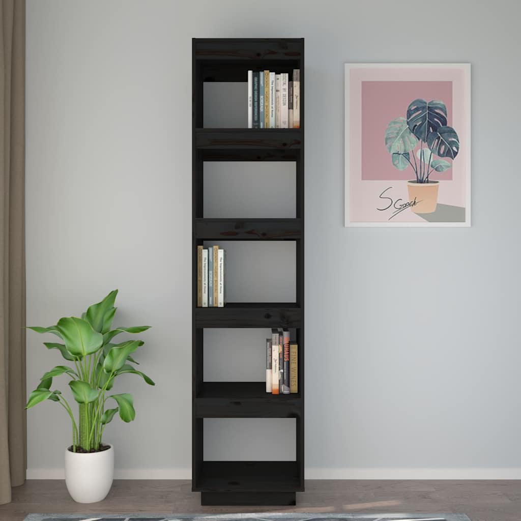 Vidaxl boekenkast kamerscherm 40x35x167 cm massief grenenhout zwart