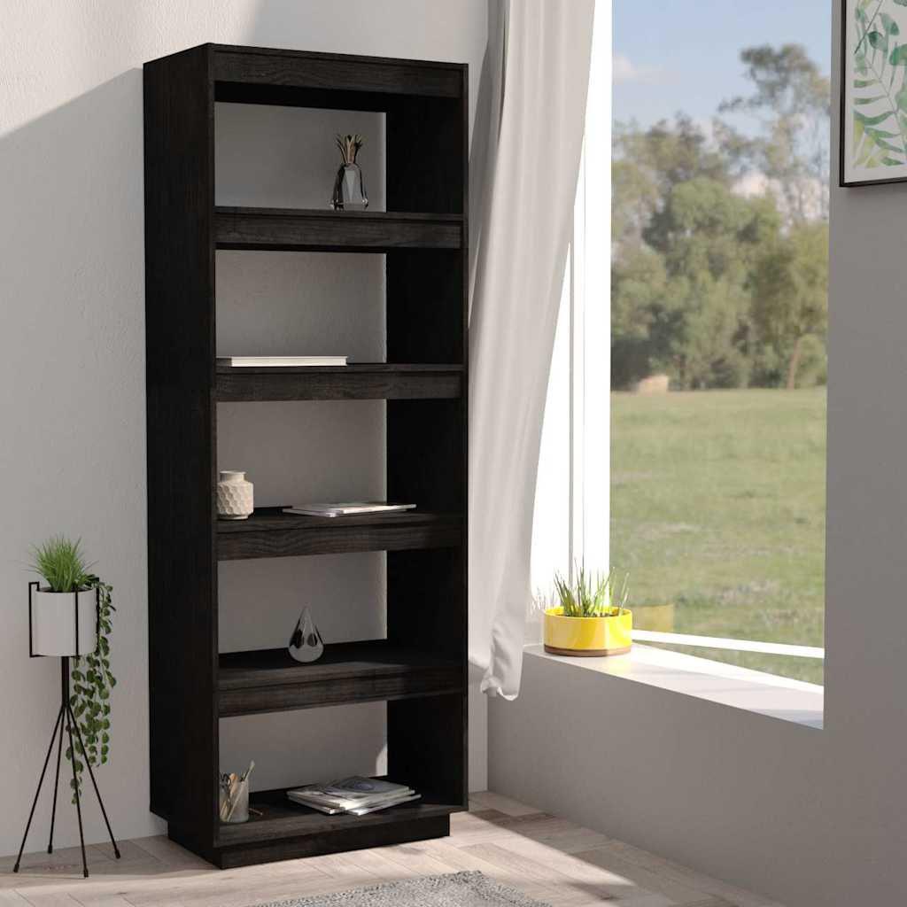 Vidaxl boekenkast kamerscherm 60x35x167 cm massief grenenhout zwart