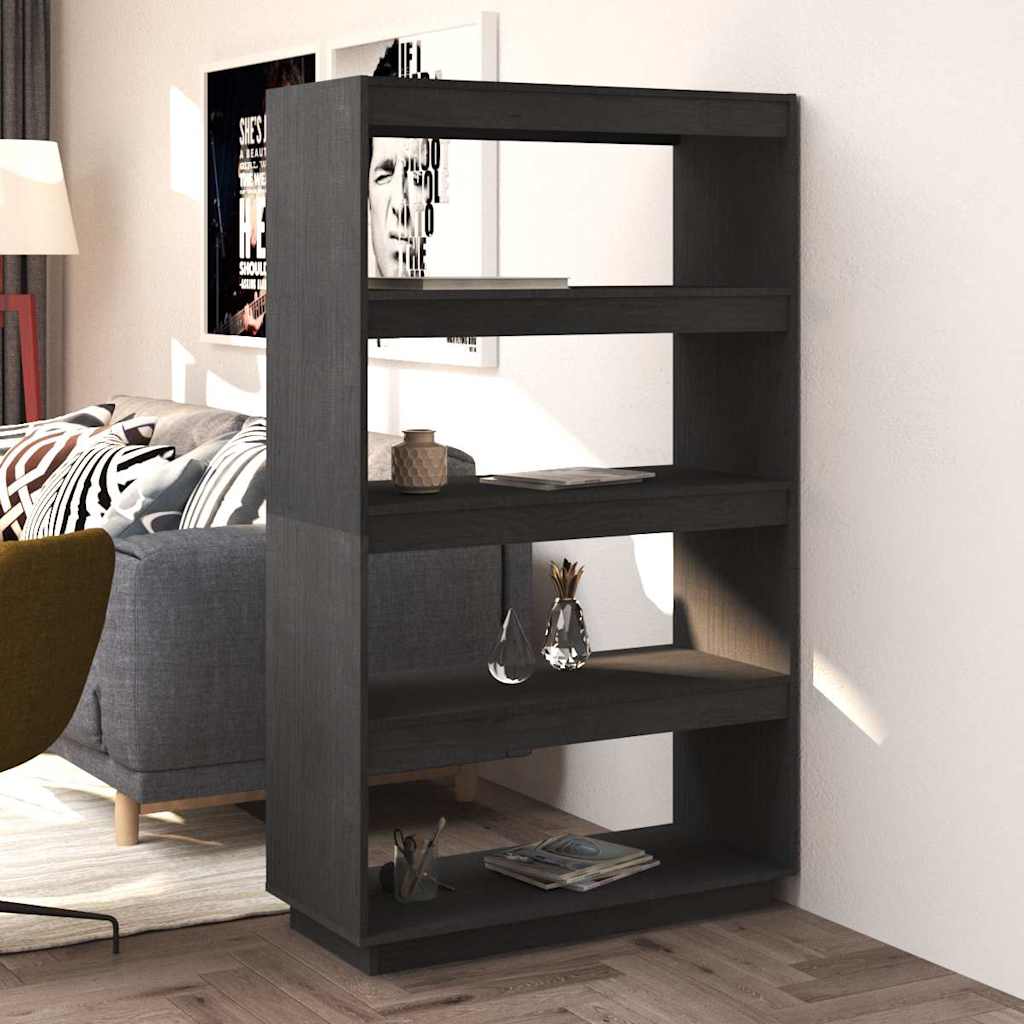 Vidaxl boekenkast kamerscherm 80x35x135 cm massief grenenhout grijs