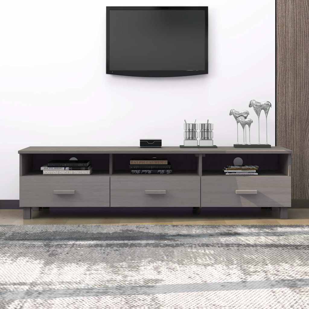 Vidaxl tv-meubel hamar 158x40x40 cm massief grenenhout lichtgrijs