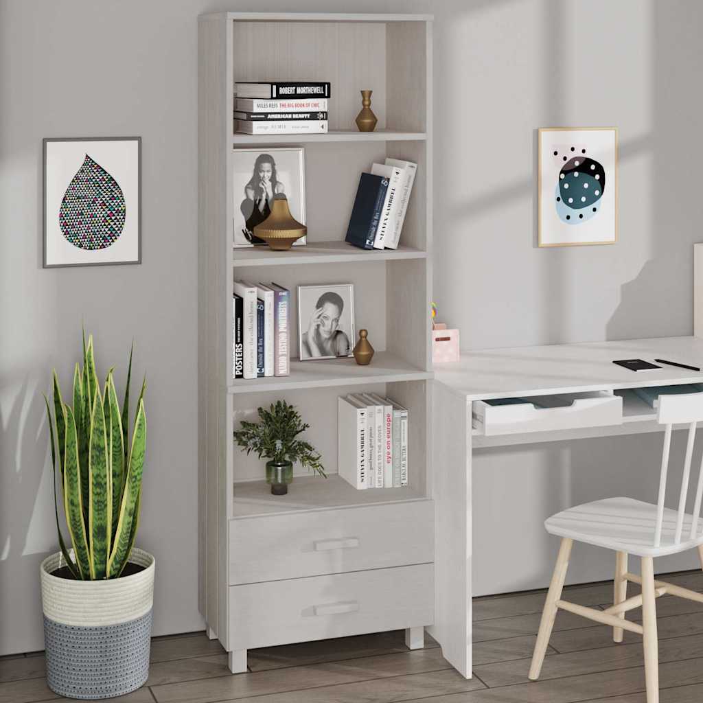 Vidaxl hoge kast hamar 60x35x180 cm massief grenenhout wit