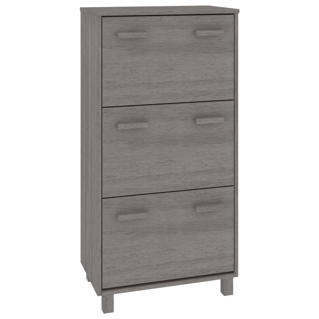 Vidaxl Shoe Cabinet Hamar 59.5x35x117 cm Solid fyrretræ lysegrå