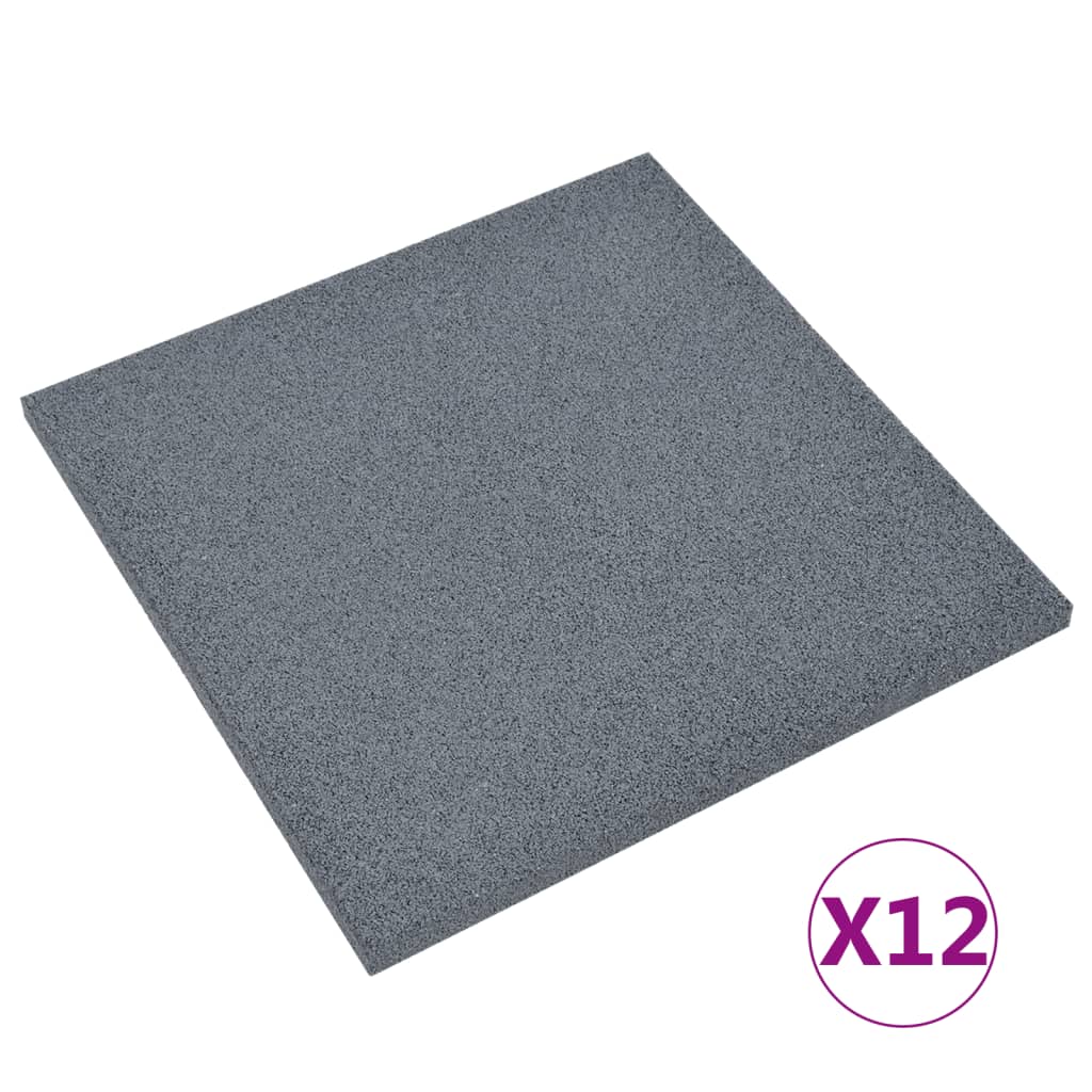 Vidaxl Valtfliser 12 St 50x50x3 cm gummi grå