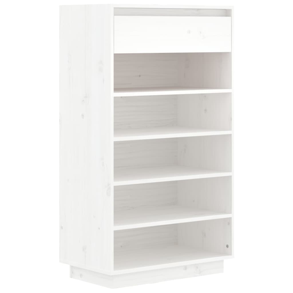 Vidaxx skoskab 60x34x105 cm massiv fyrretræ hvid