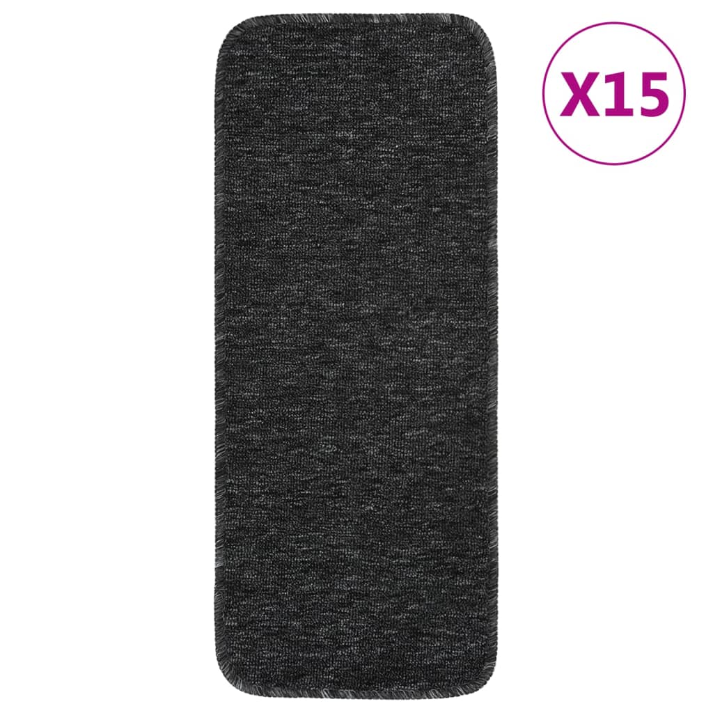 Vidaxl Stair Mats 15 St Anti-Slip Rectangular 60x25 cm Anthracite Color