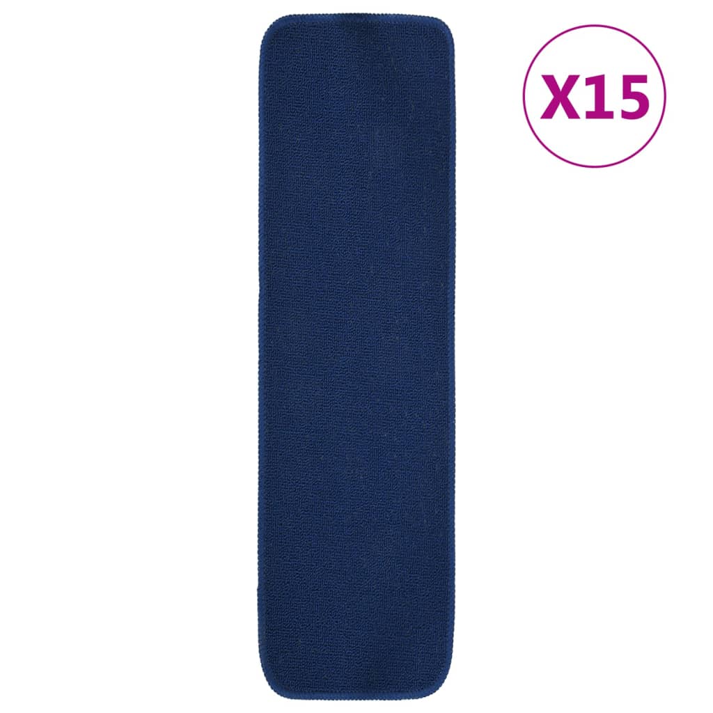 Vidaxl Stair Mats 15 St Anti-Slip Rectangular 75X20 CM Navy Blue