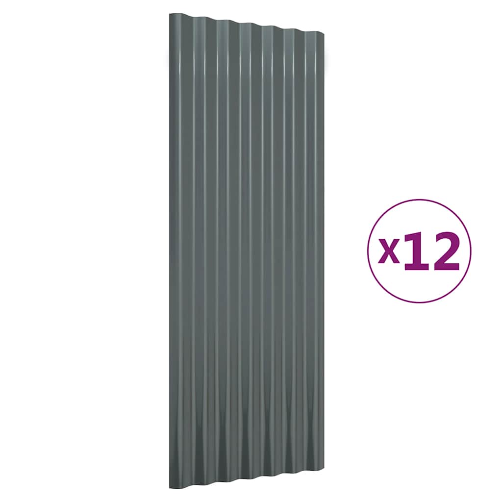 Vidaxx tagplader 12 stk 100x36 cm galvaniseret stål antracit