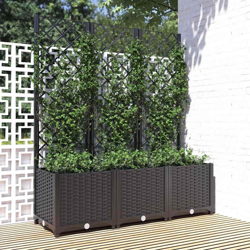 Vidaxxl plantekasse med espalier sort 120x40x136 cm s