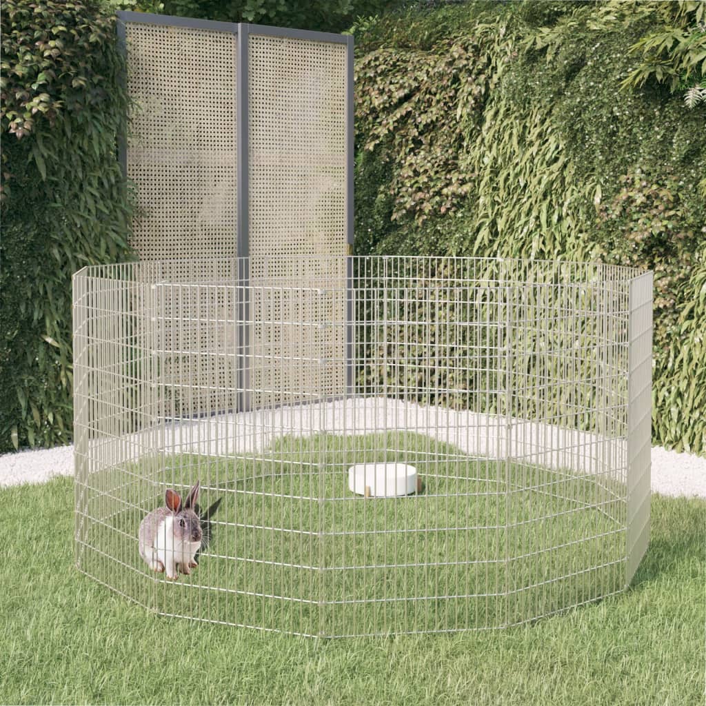 Vidaxxl fritgående dyreskab 12 paneler 54x100 cm galvaniseret jern