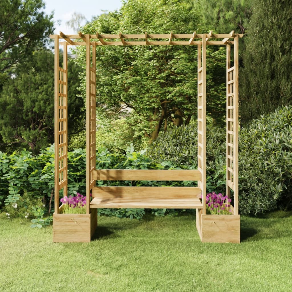 Vidaxl Pergola med sofa og plantagere imprægneret fyrretræ
