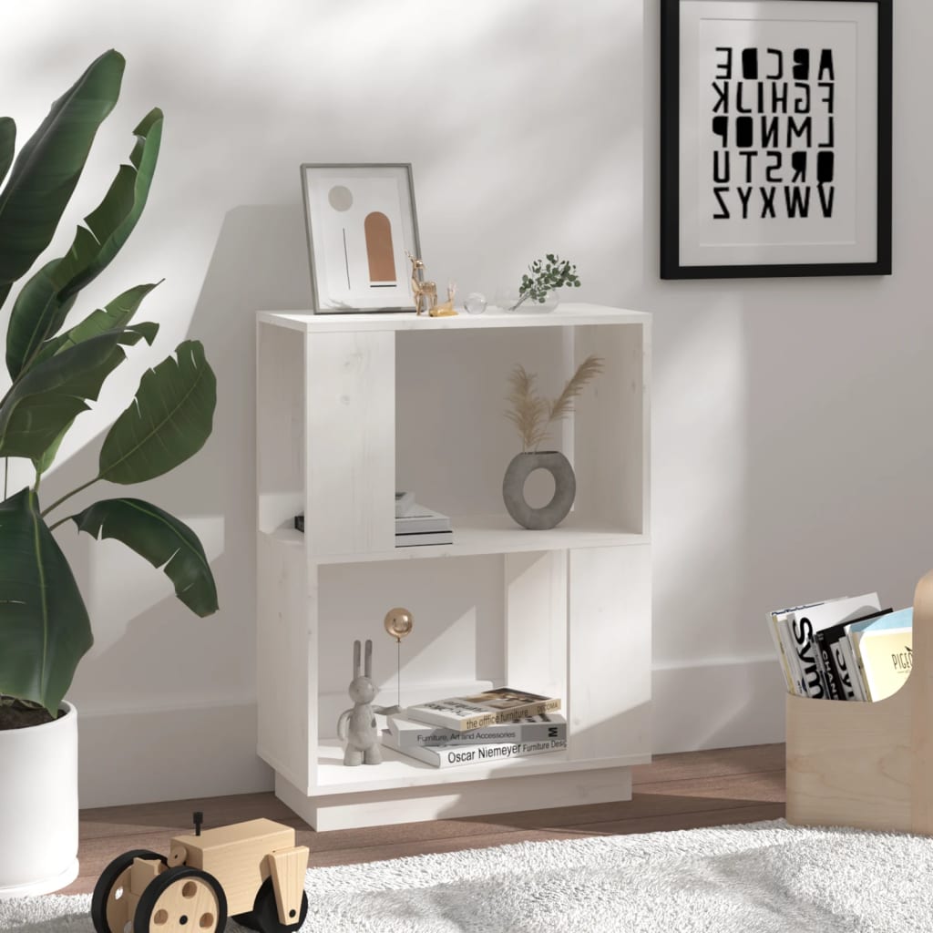 Vidaxl boekenkast kamerscherm 51x25x70 cm massief grenenhout wit