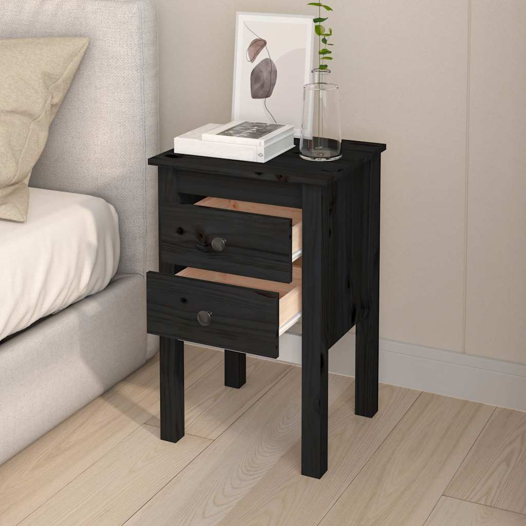 Vidaxl nachtkastjes 2 st 40x35x61,5 cm massief grenenhout zwart