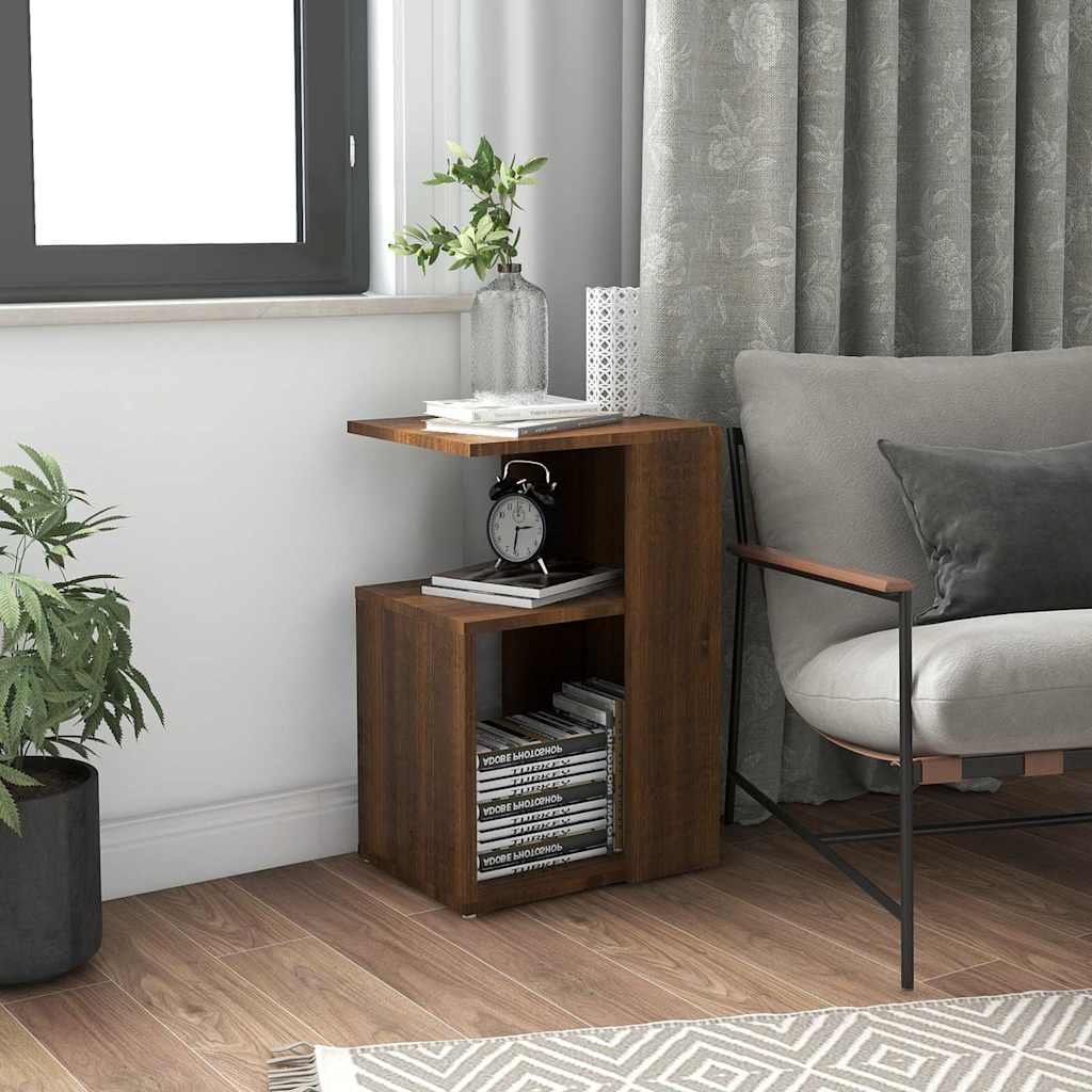 Vidaxl bijzettafel 36x30x56 cm bewerkt hout bruin eikenkleur