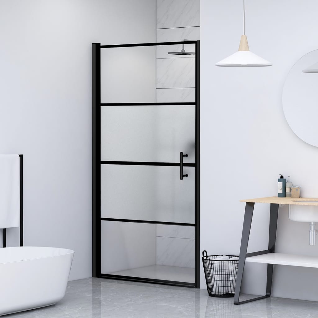 Vidaxl brusedør halvt -Mat 100x178 cm hærdet glas sort