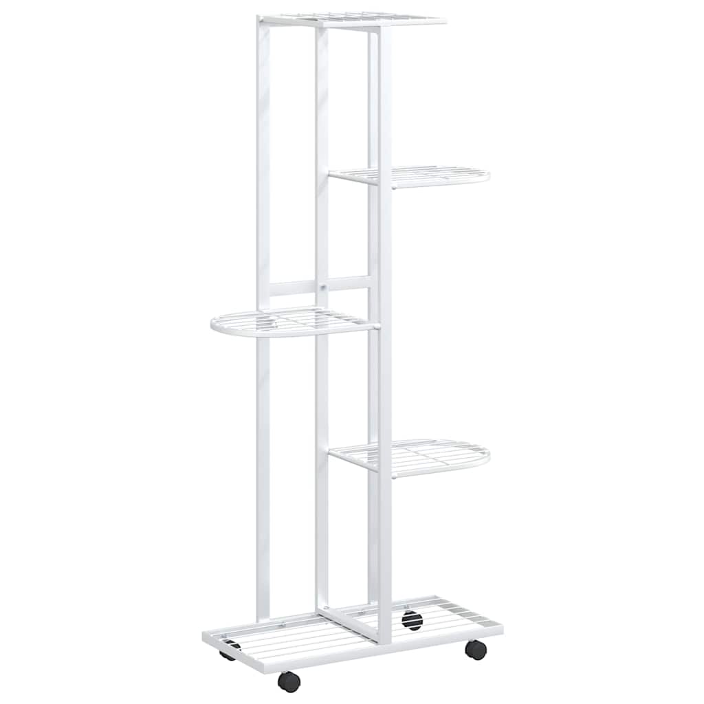 Vidaxl Flower Standard med hjul 5-lag 44x23x100 cm jernhvid