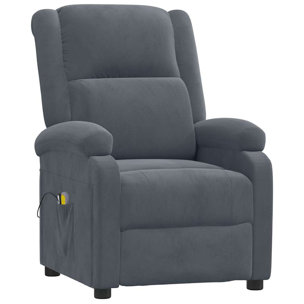 Vidaxl massagestoel elektrisch fluweel donkergrijs