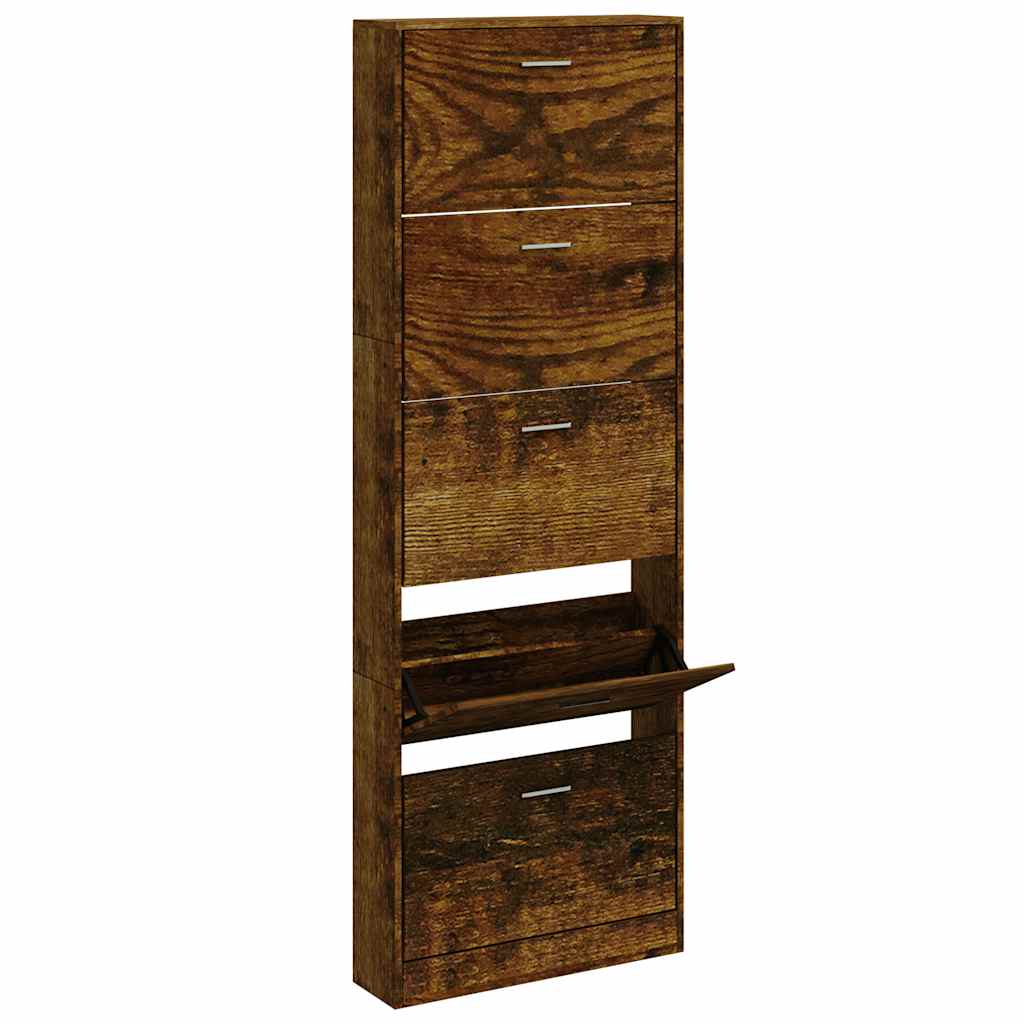 Vidaxl Shoe Cabinet 59x17x169 cm Property Wood Røget eg Farvet