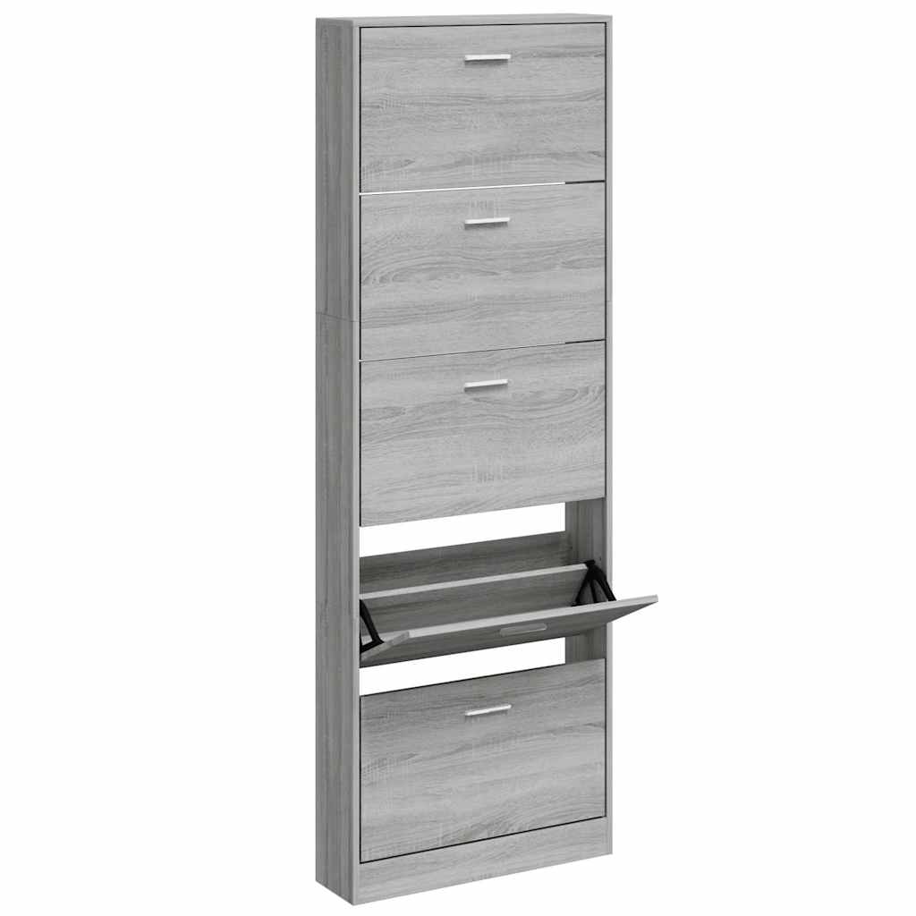 Vidaxl Shoe Cabinet 59x17x169 cm Property Wood Grey Sonoma Oak Color