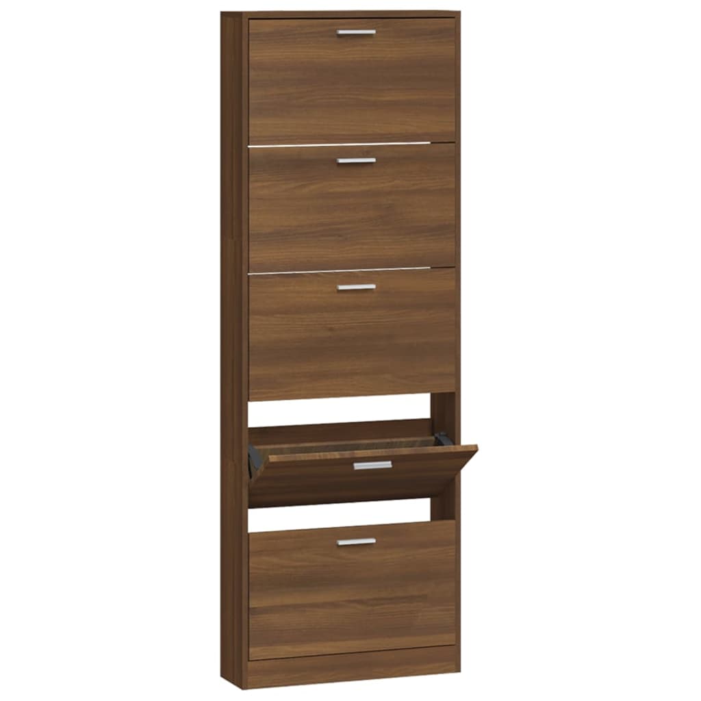 Vidaxl Shoe Cabinet 59x17x169 cm Property Wood Brown Oak Color
