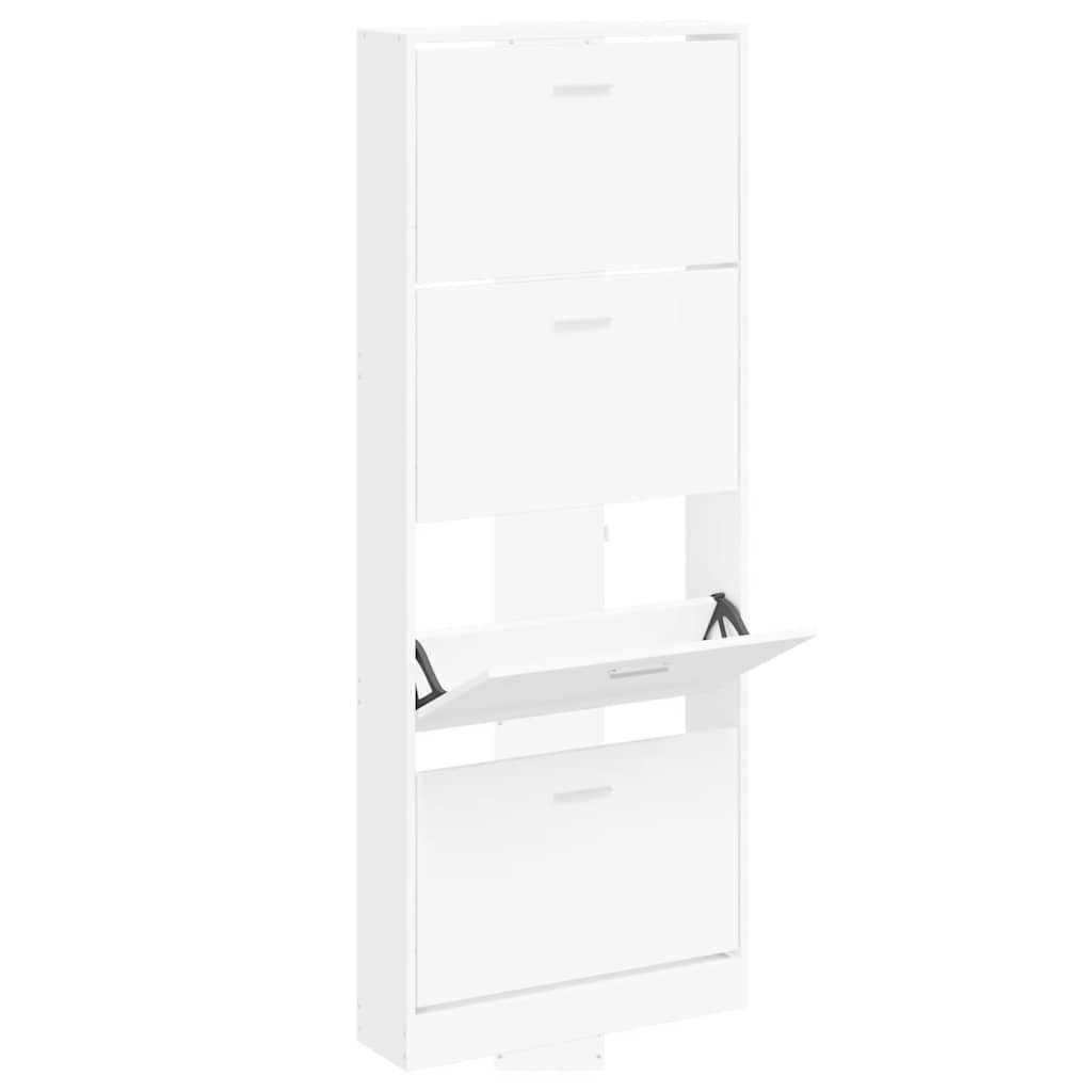 Vidaxl Shoe Cabinet 59x17x150 cm Forarbejdet træhvide