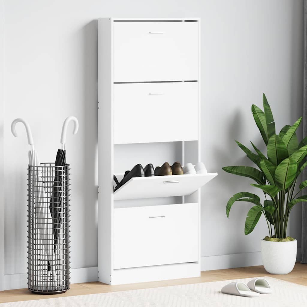 Vidaxl Shoe Cabinet 59x17x150 cm Forarbejdet træhvide