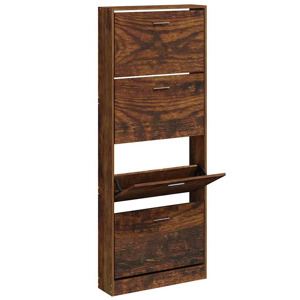 Vidaxl Shoe Cabinet 59x17x150 cm Property Wood Røget eg Farvet