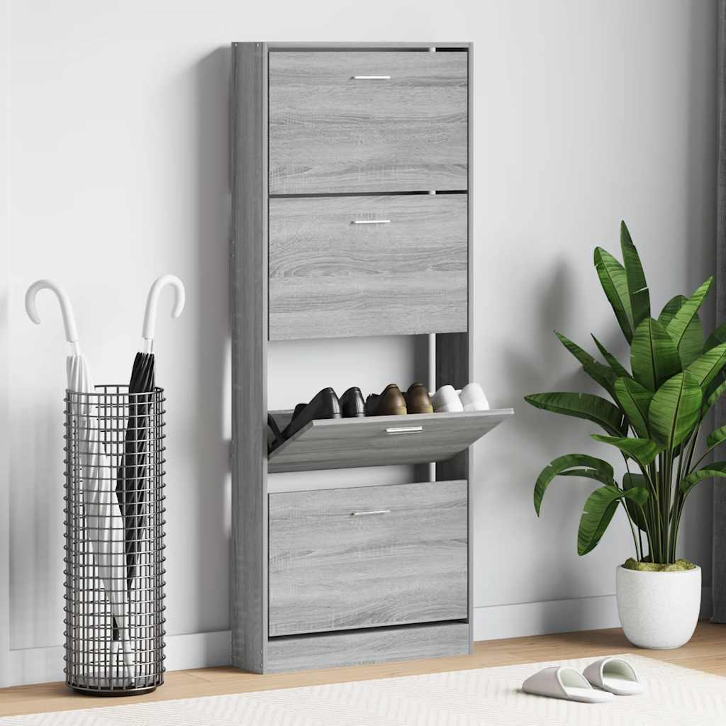 Vidaxl Shoe Cabinet 59x17x150 cm Property Wood Grey Sonoma