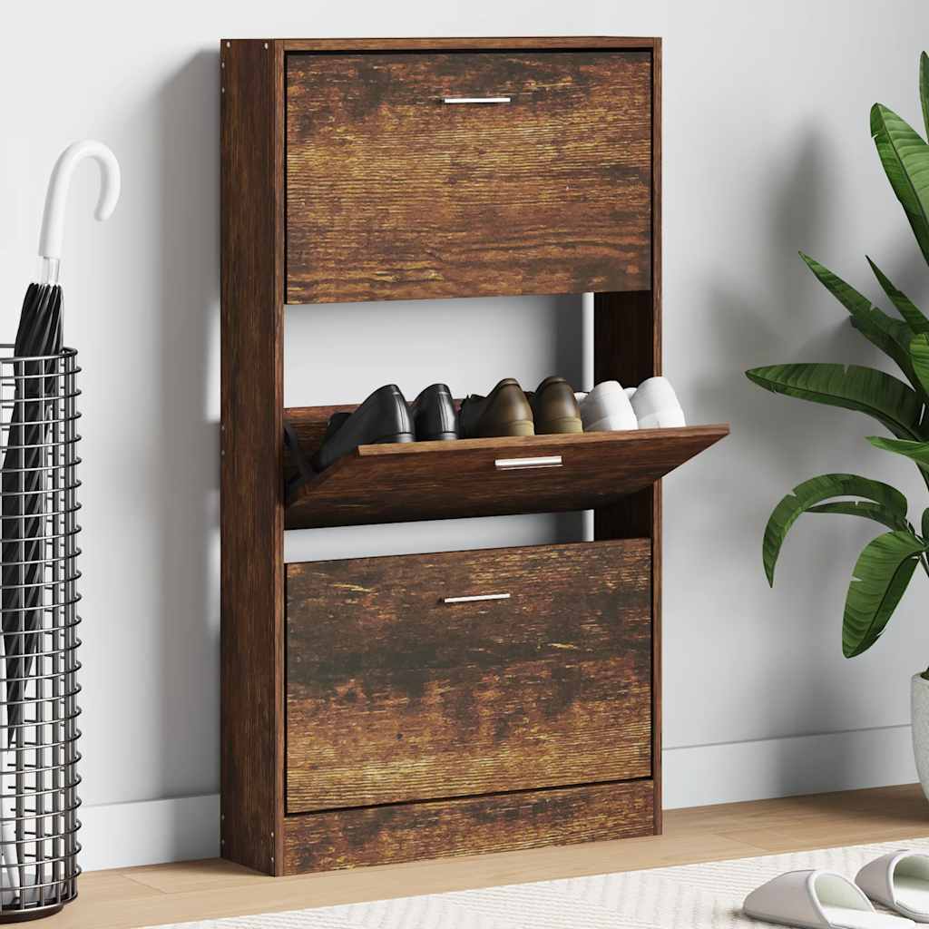Vidaxl Shoe Cabinet 59x17x108 cm Property Wood Røget eg Farvet