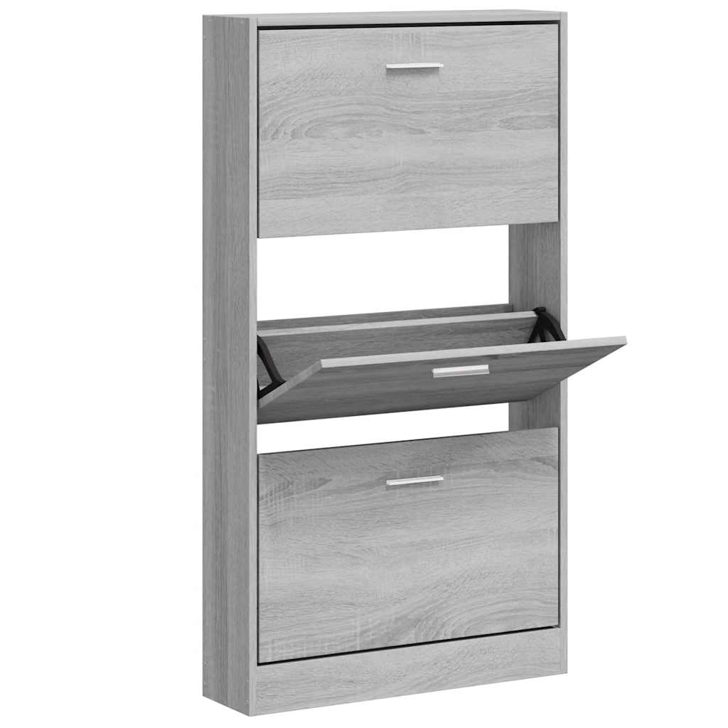 Vidaxl Shoe Cabinet 59x17x108 cm Forarbejdet trægrå sonoma