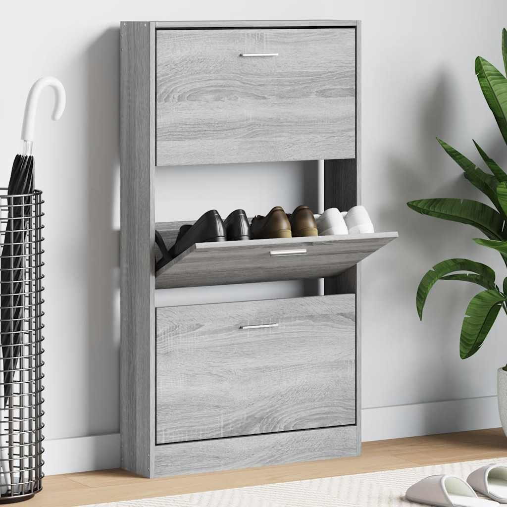 Vidaxl Shoe Cabinet 59x17x108 cm Forarbejdet trægrå sonoma