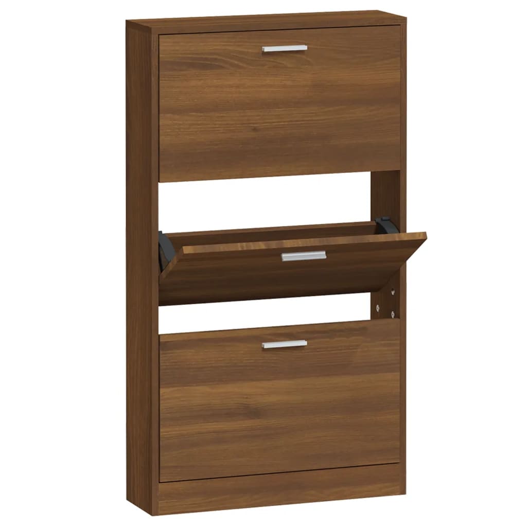 Vidaxl Shoe Cabinet 59x17x108 cm skåret træbrun eg farve