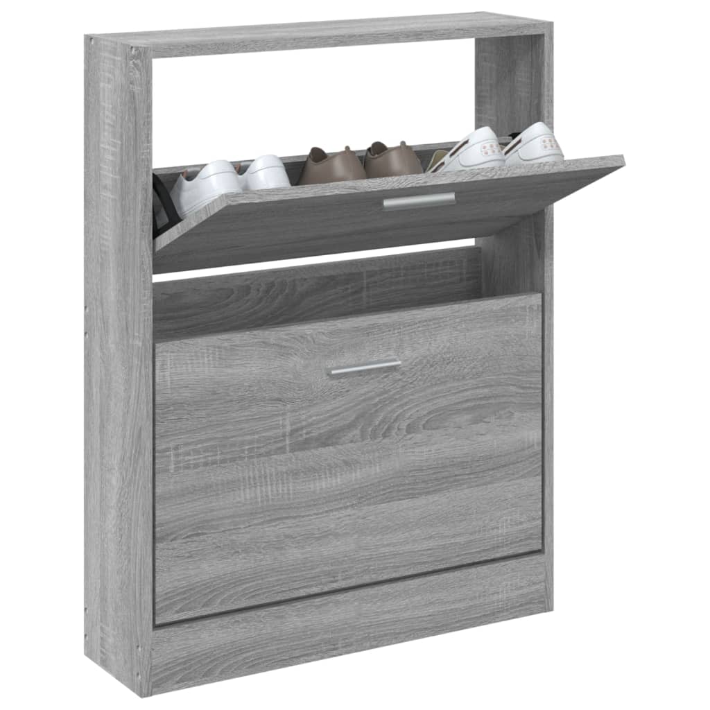 Vidaxl Shoe Cabinet 59x17x81 cm forarbejdet trægrå sonoma