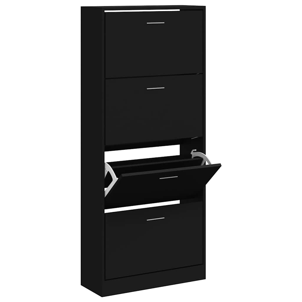 Vidaxl Shoe Cabinet 63x24x147 cm Property Wood Black