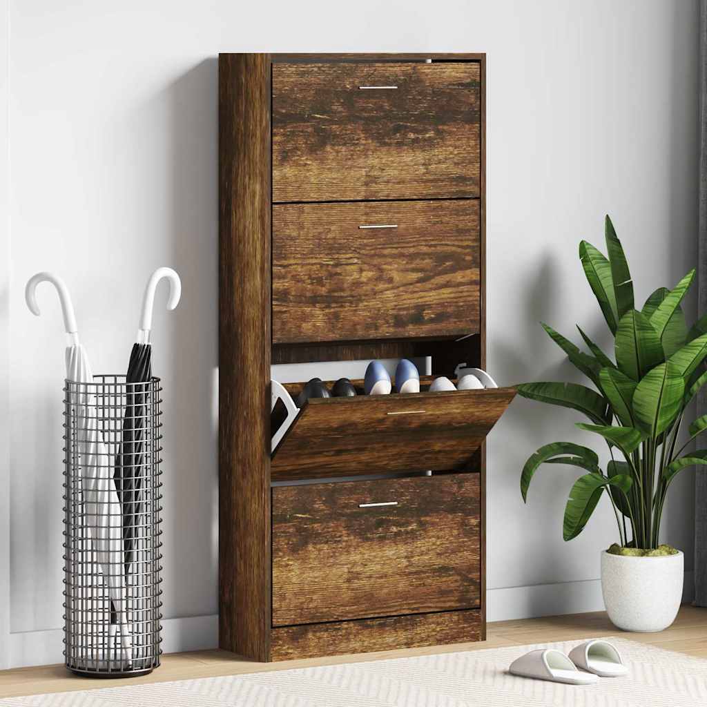 Vidaxx skoskab 63x24x147 cm forarbejdet træ, røget eg
