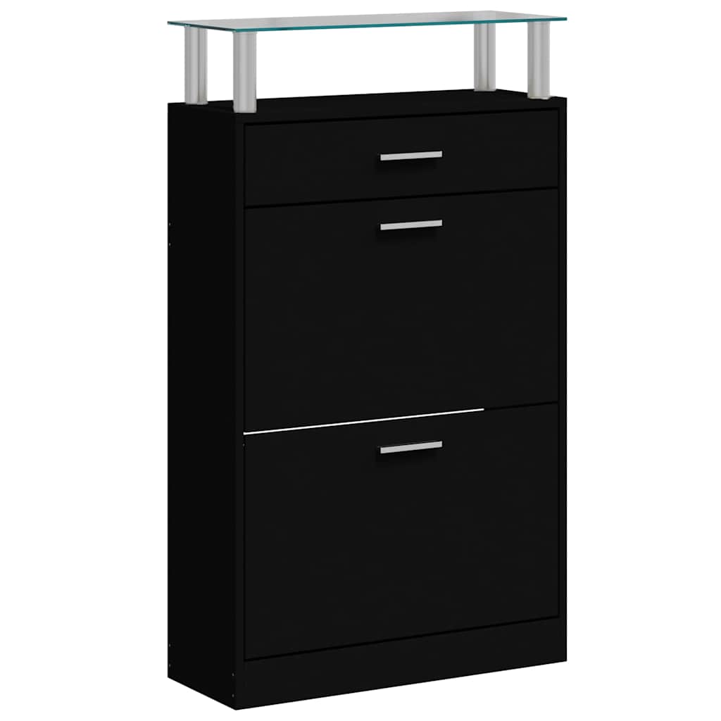 Vidaxl Shoe Cabinet 63x24x104 cm Property Wood Black