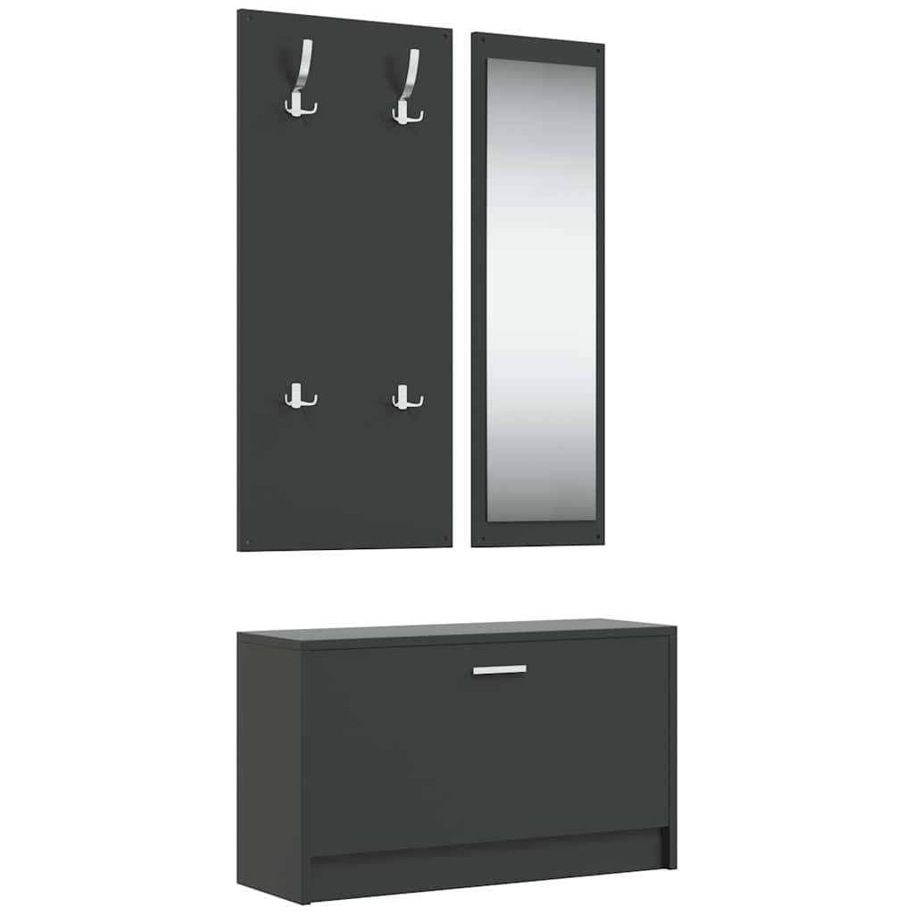 Vidaxl Shoe Cabinet Set 3-i-1 redigeret træ sort