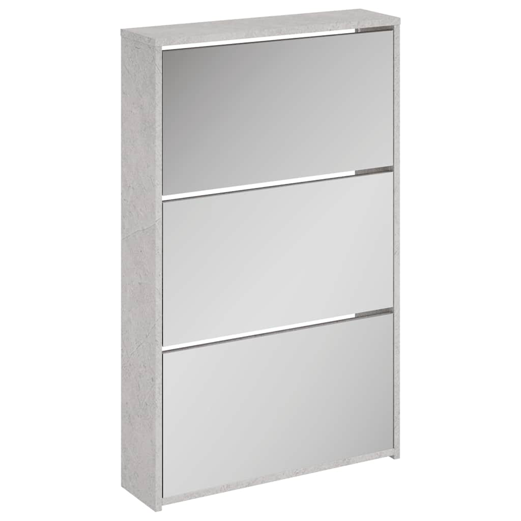 Vidaxx skoskab med spejl 3-lags 63x17x102,5 cm betongrå