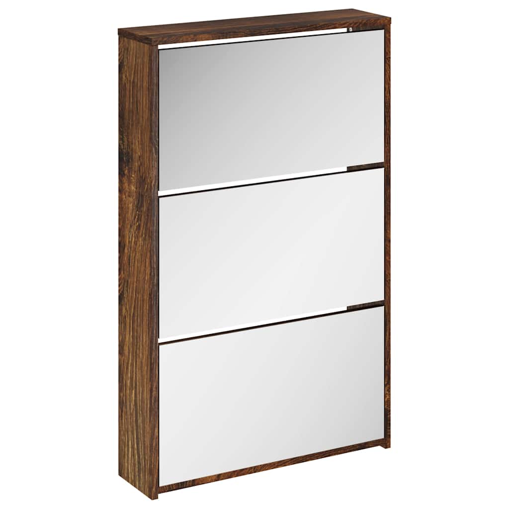 Vidaxx skoskab med spejl 3-lags 63x17x102,5 cm røget eg