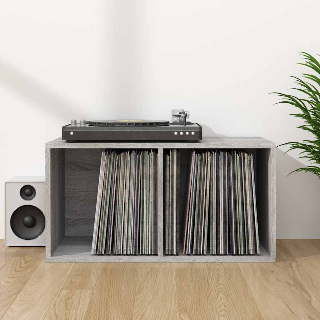 Vidaxl opbergbox voor lp's 71x34x36 cm bewerkt hout grijs sonoma eiken