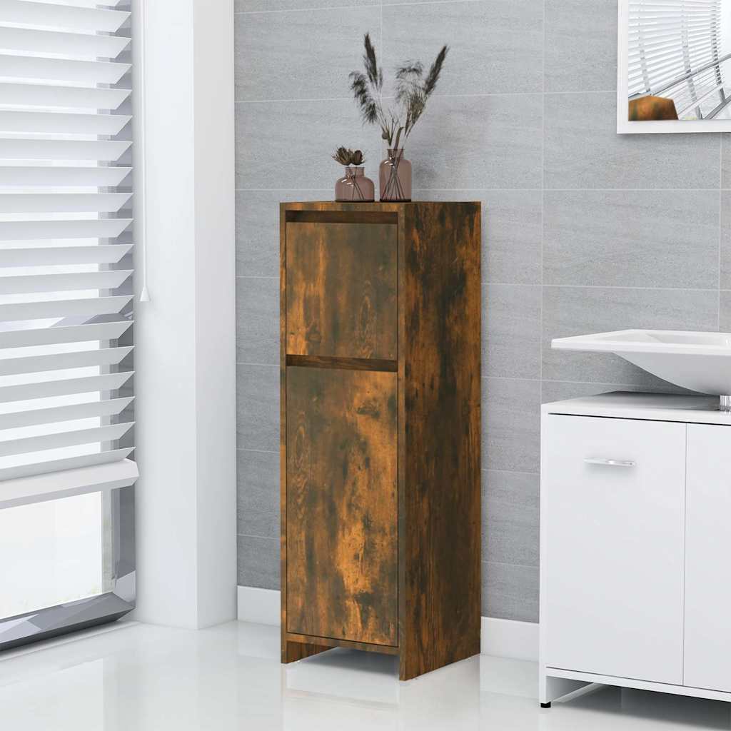 Vidaxl badkamerkast 30x30x95 cm bewerkt hout gerookt eikenkleurig