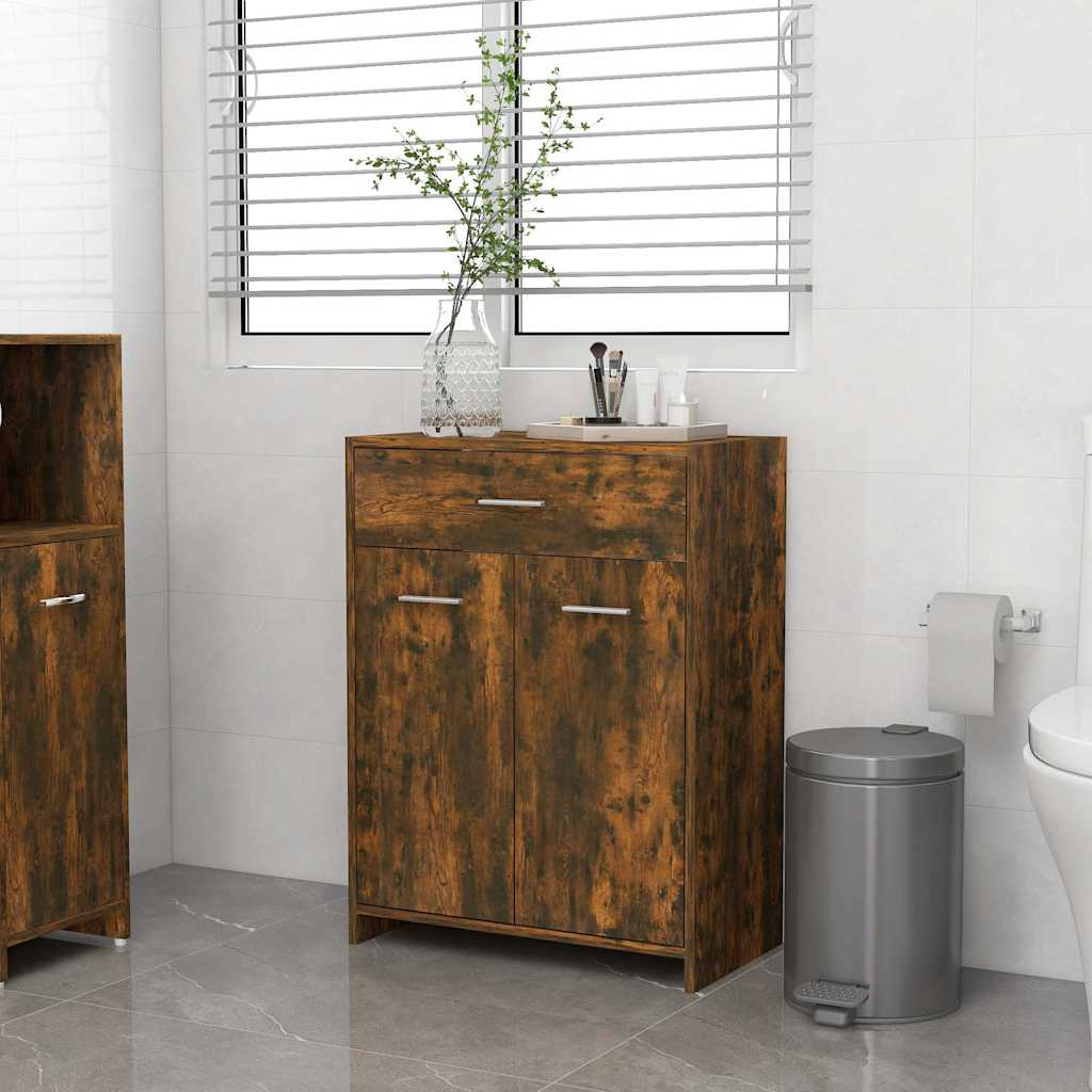 Vidaxl badkamerkast 60x33x80 cm bewerkt hout gerookt eikenkleurig