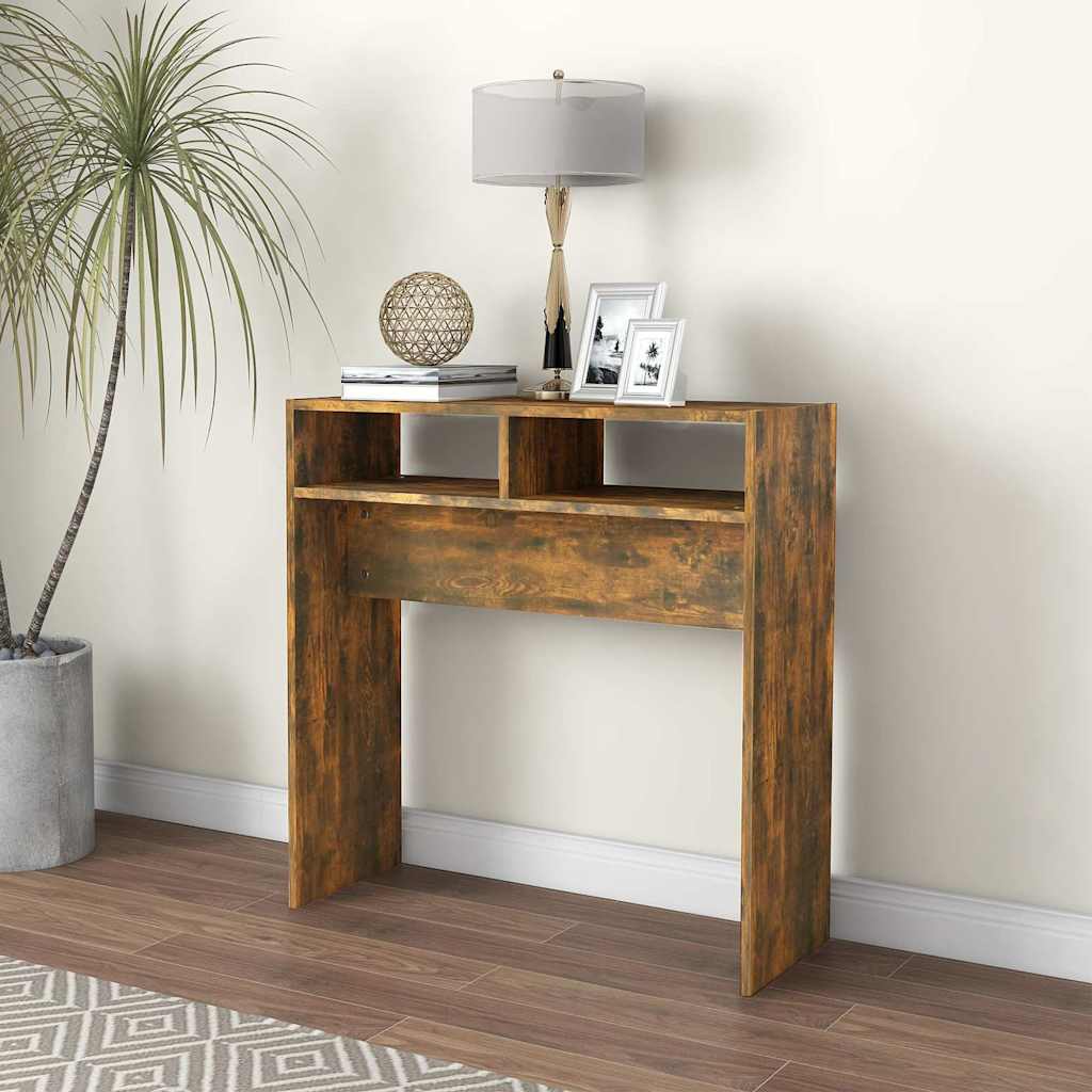 Vidaxl wandtafel 78x30x80 cm bewerkt hout gerookt eikenkleurig