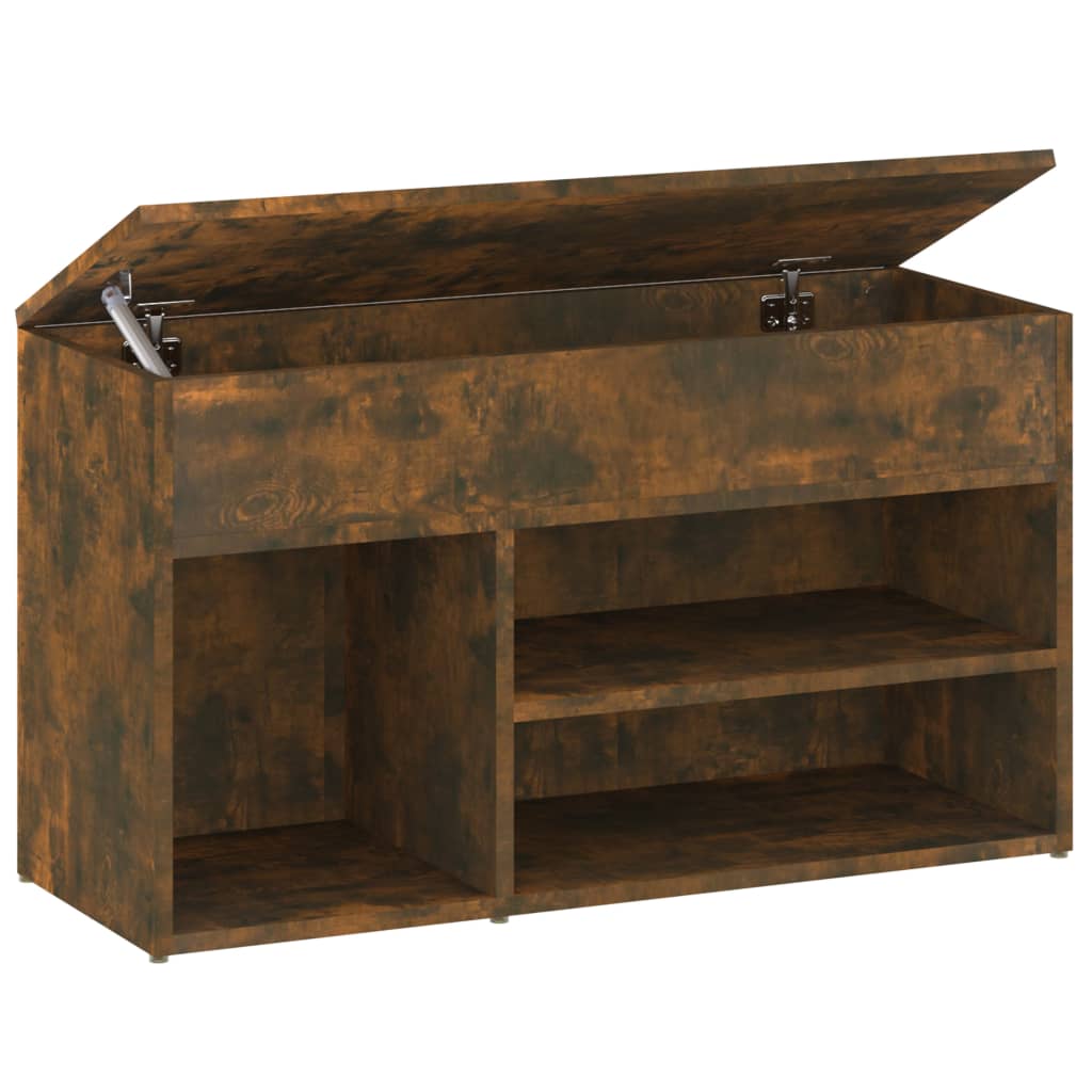 Vidaxl Shoe Bench 80x30x45 cm Forarbejdet træ Røget eg Farvet