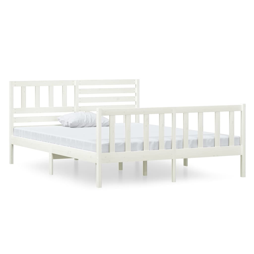 Vidaxl bedframe massief hout wit 120x190 cm