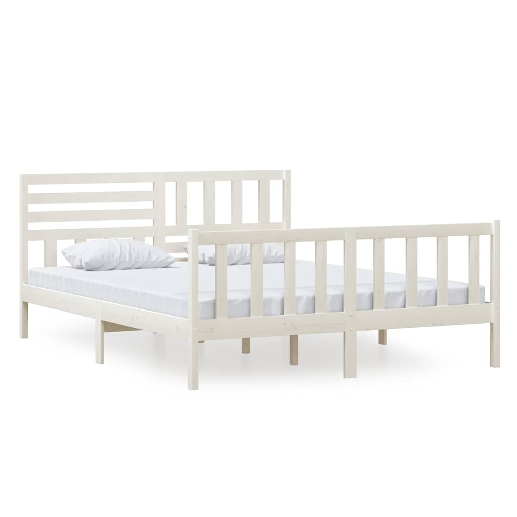 Vidaxl bedframe massief hout wit 160x200 cm
