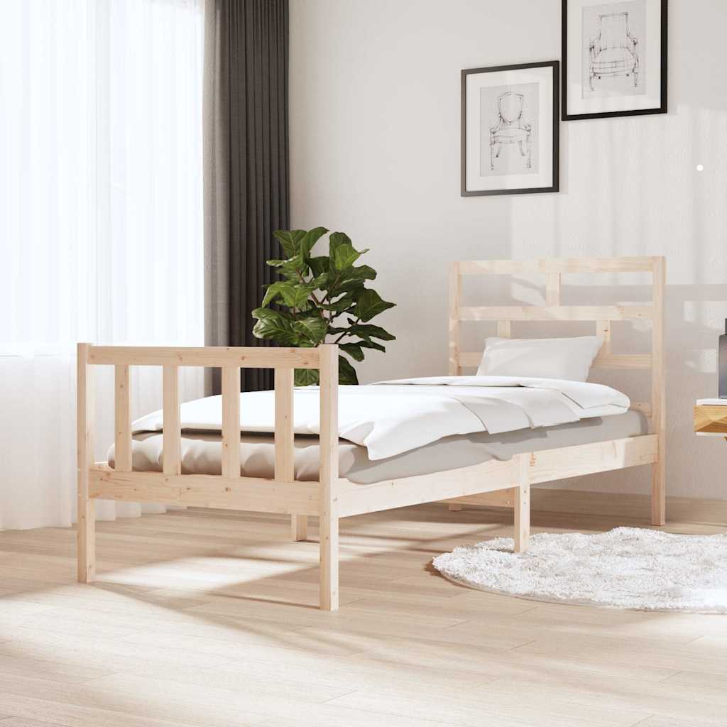 Vidaxl bedframe massief grenenhout zwart 75x190 cm