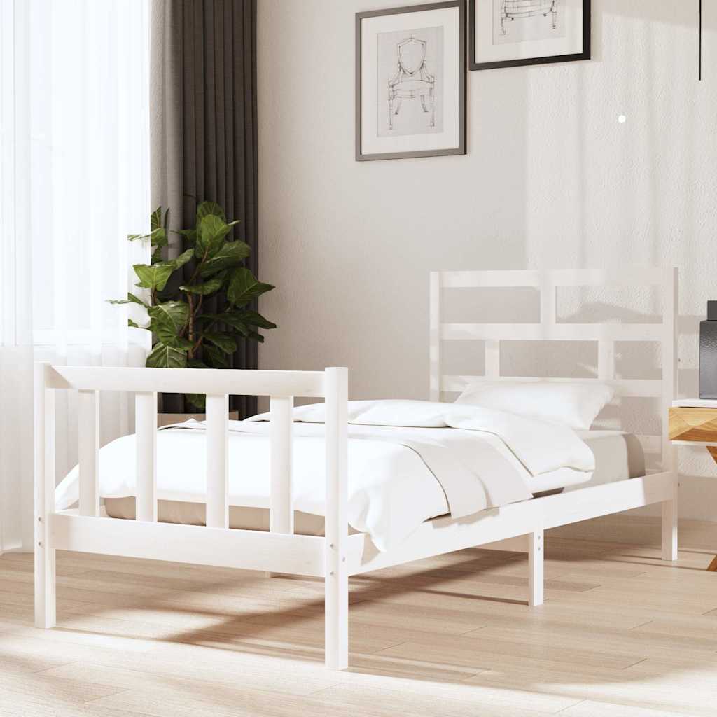 Vidaxl bedframe massief grenenhout wit 90x200 cm