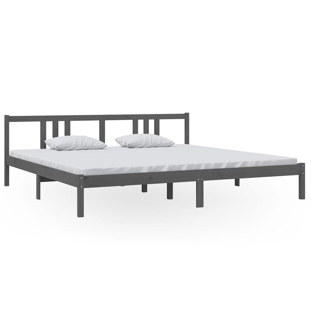 Vidaxl bedframe massief hout grijs 200x200 cm