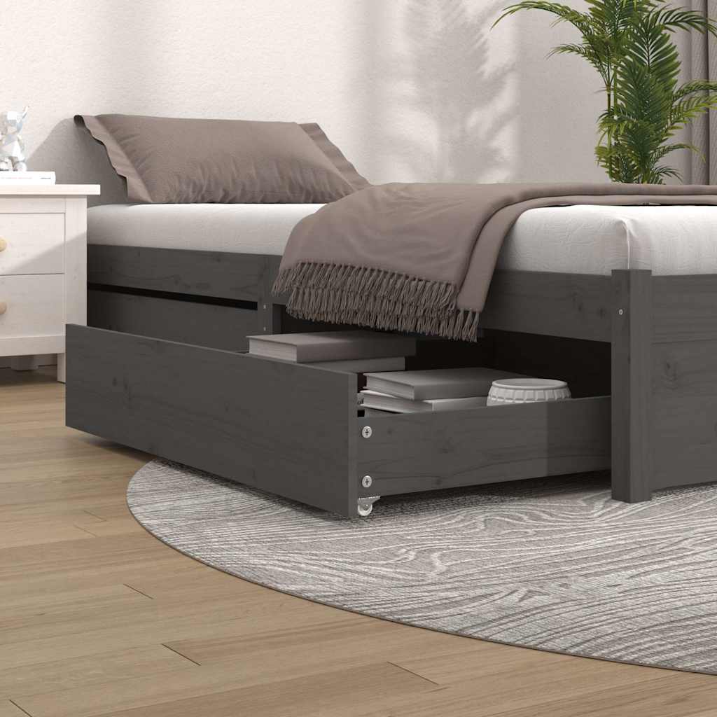 Vidaxl bedlades 2 st massief grenenhout grijs